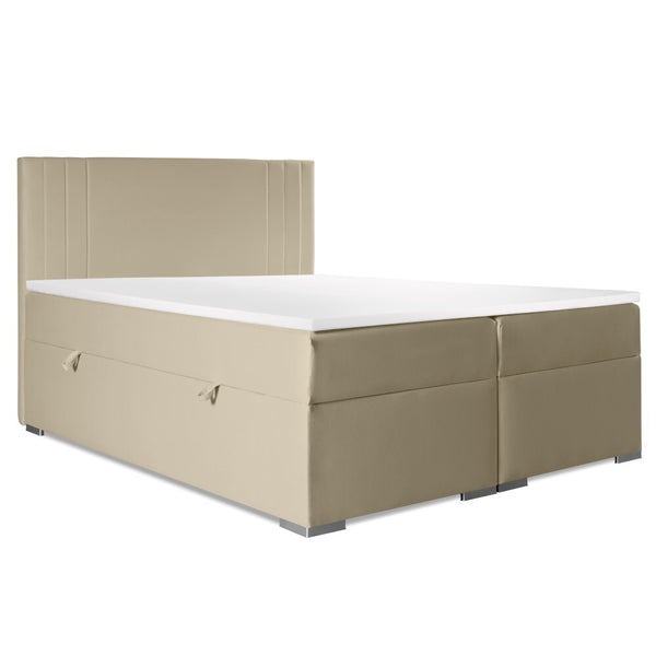 Levně Čalouněná postel Sharon 120x200, béžová, vč. matrace a topperu