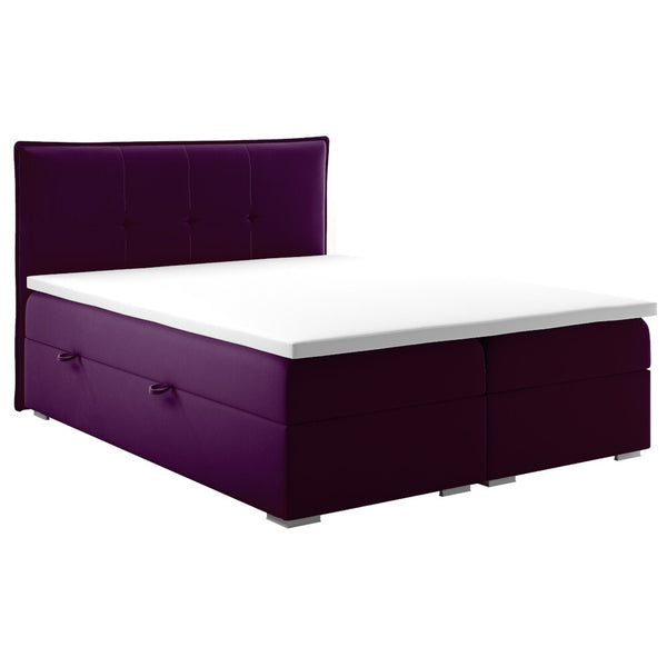 Levně Čalouněná postel Violet 120x200, fialová, vč. matrace a topperu
