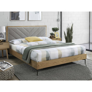 Dřevěná postel Sven 160x200, přírodní, šedá, včetně roštu