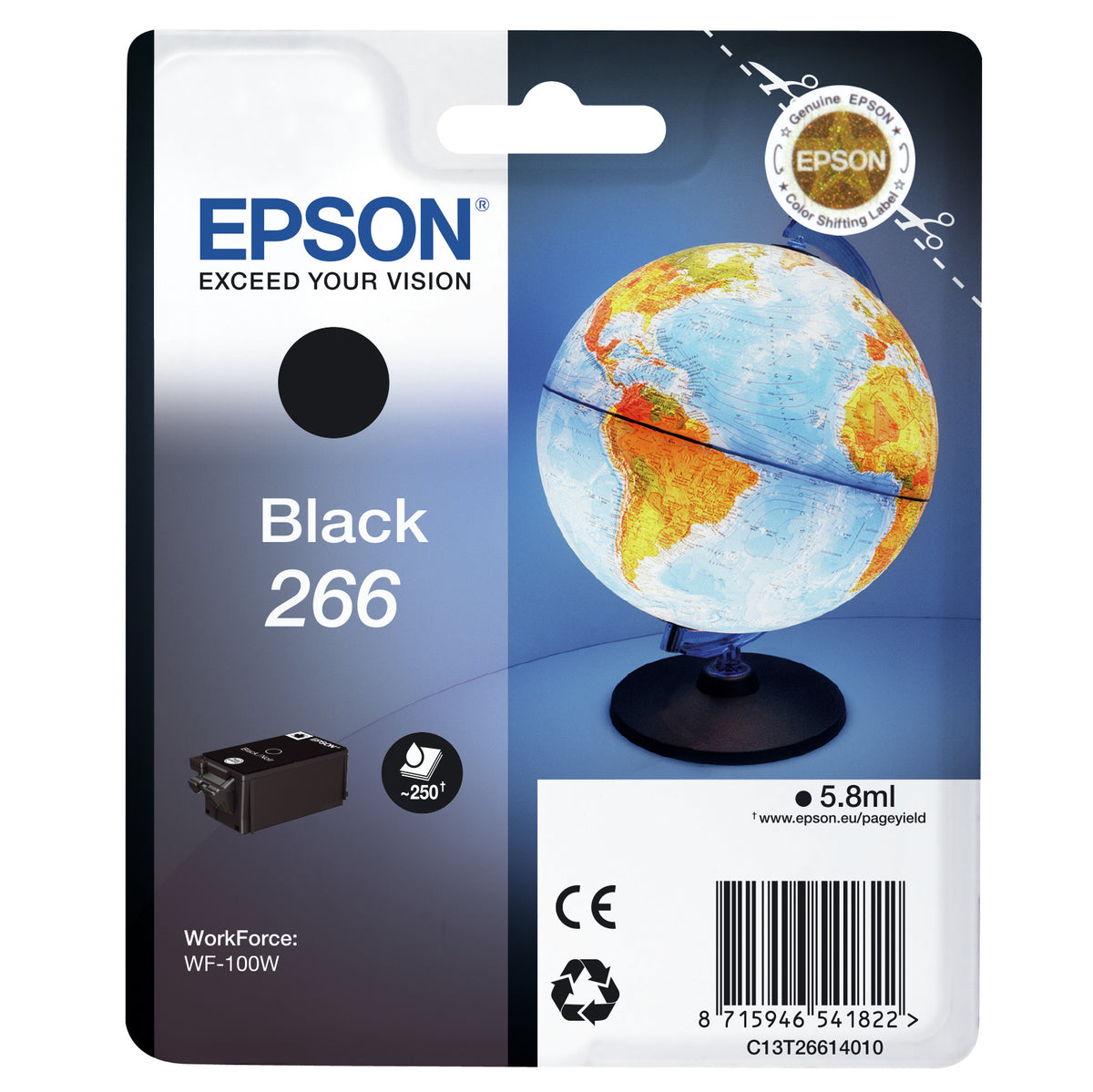 Epson originální ink C13T26614010, 266, black, 5,8ml