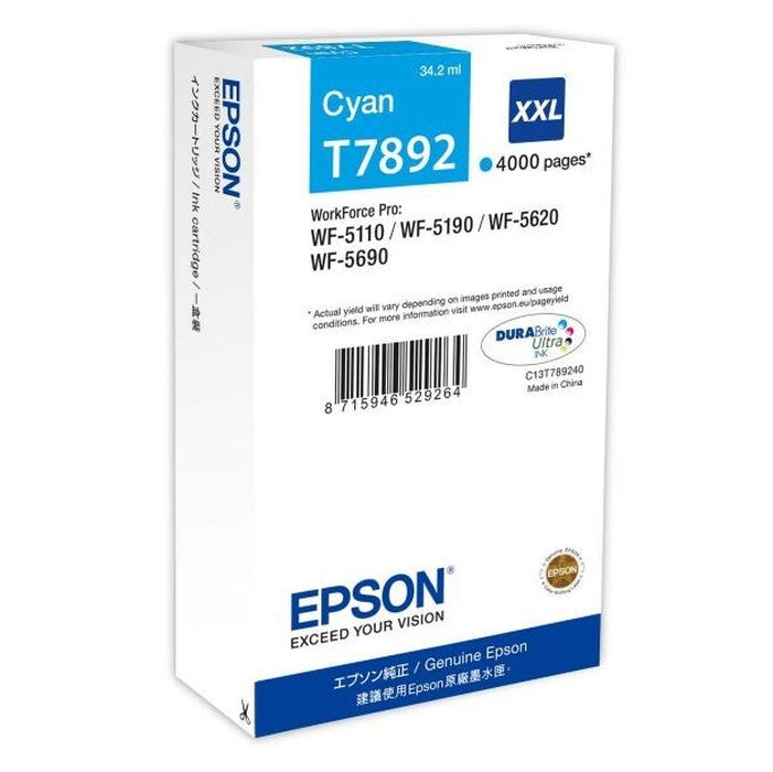 Epson originální ink C13T789240, T789, XXL, cyan, 4000str., 34ml