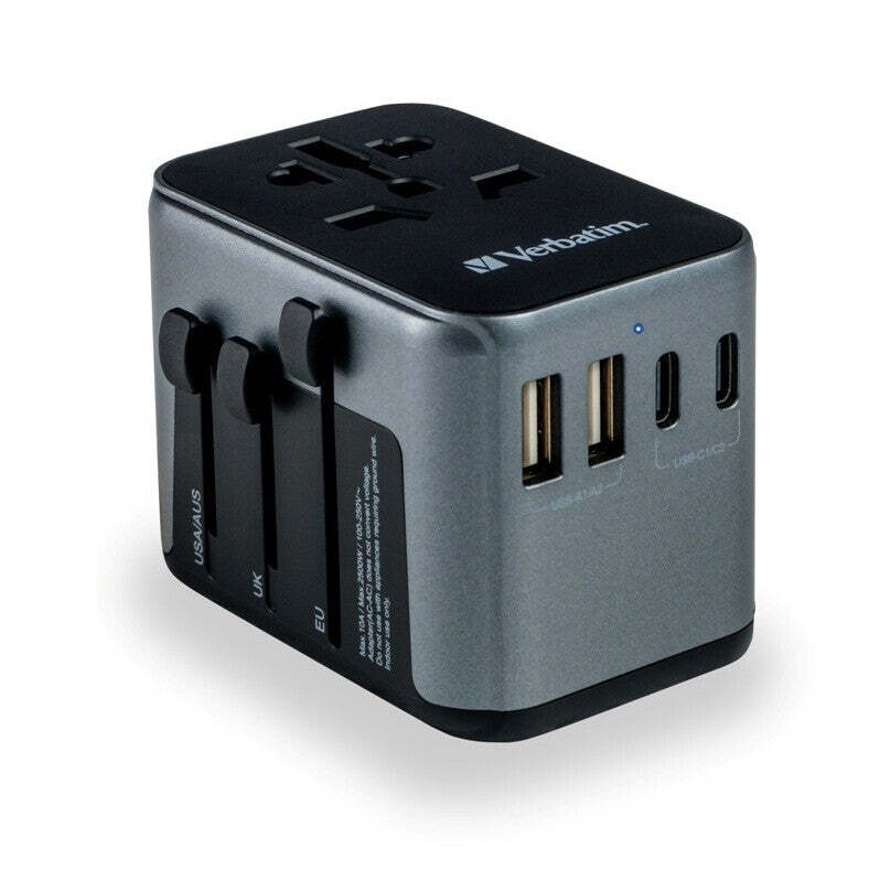 Cestovní adaptér VERBATIM UTA-03 2x USB-C, USB-A