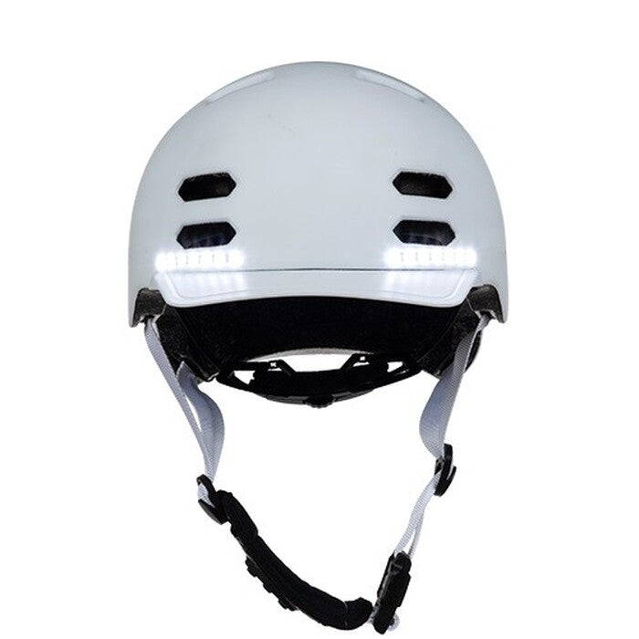Chytrá helma SafeTec SK8, L, LED blinkry, bluetooth, bílá