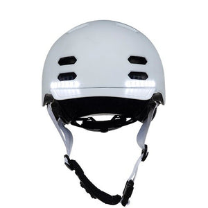Chytrá helma SafeTec SK8, L, LED blinkry, bluetooth, bílá