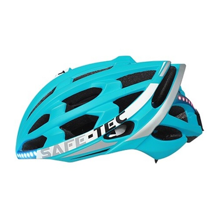 Chytrá helma SafeTec TYR 2, M, LED blinkry, bluetooth, modrá