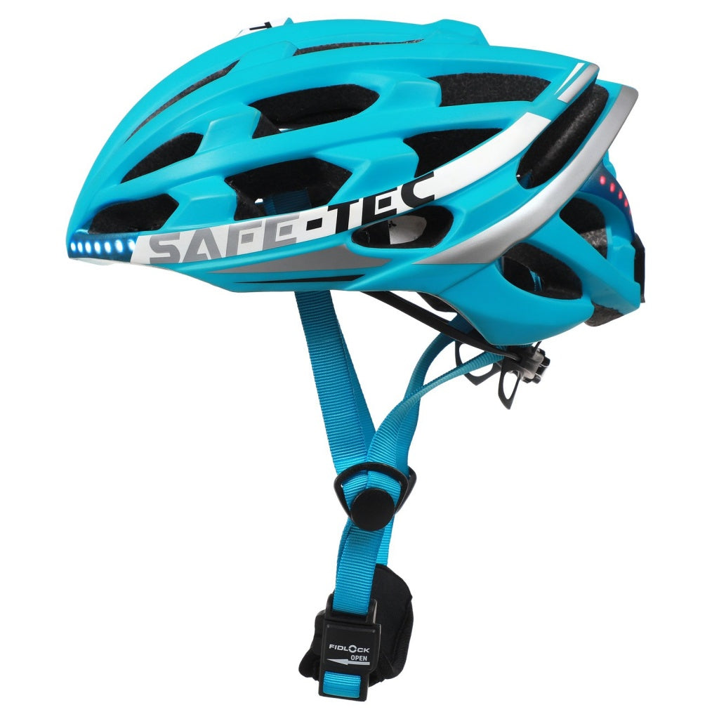 Chytrá helma SafeTec TYR 2, M, LED blinkry, bluetooth, modrá