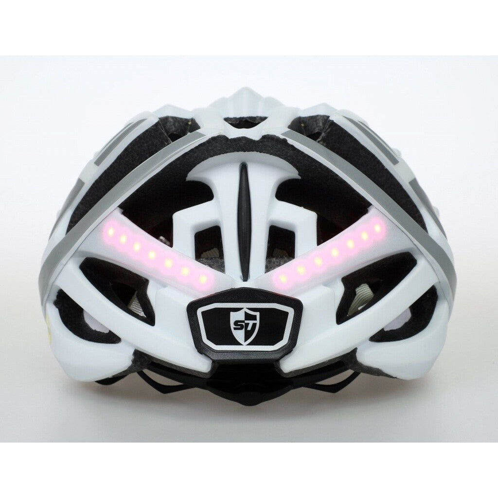 Chytrá helma SafeTec TYR 3, M, LED blinkry, bluetooth, bílá