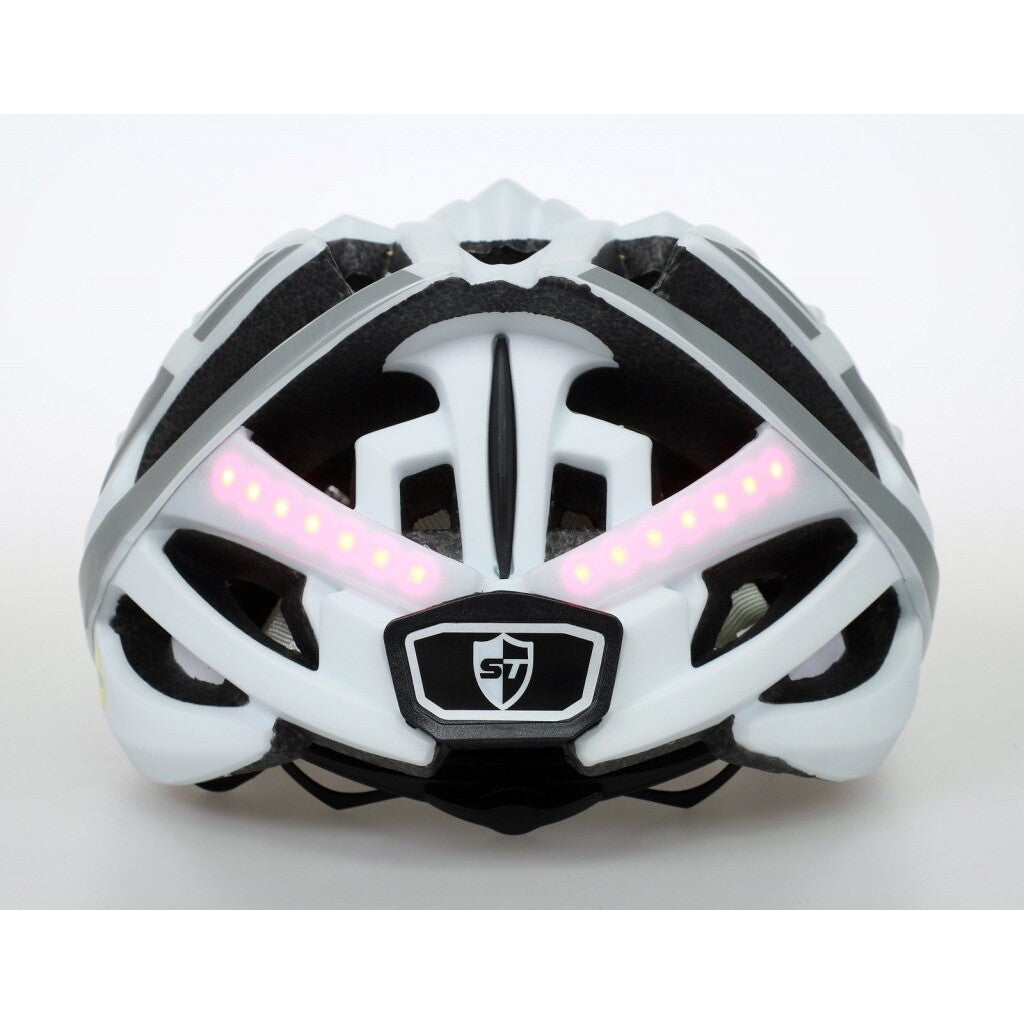 Chytrá helma SafeTec TYR 3, XL, LED blinkry, bluetooth, bílá