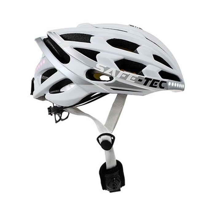 Chytrá helma SafeTec TYR 3, XL, LED blinkry, bluetooth, bílá