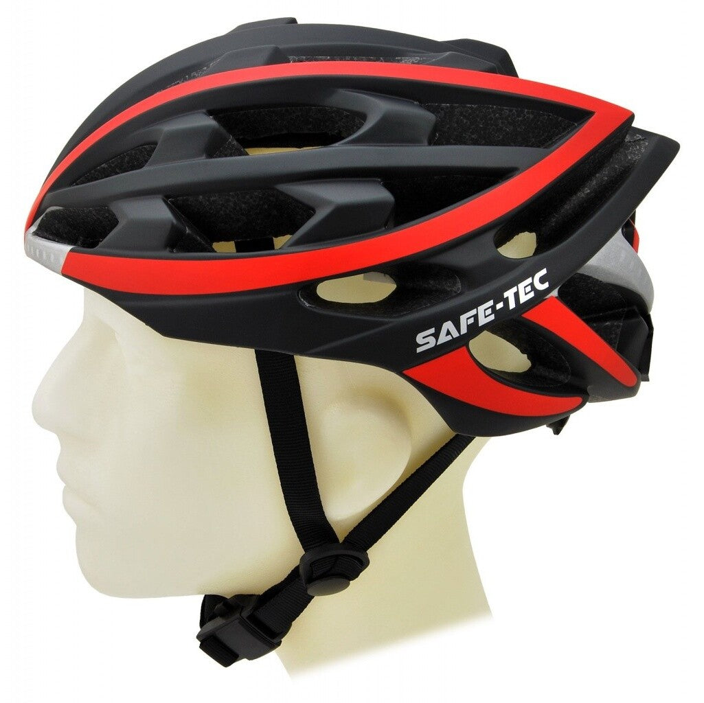 Chytrá helma SafeTec TYR, L, LED blinkry, bluetooth, červená
