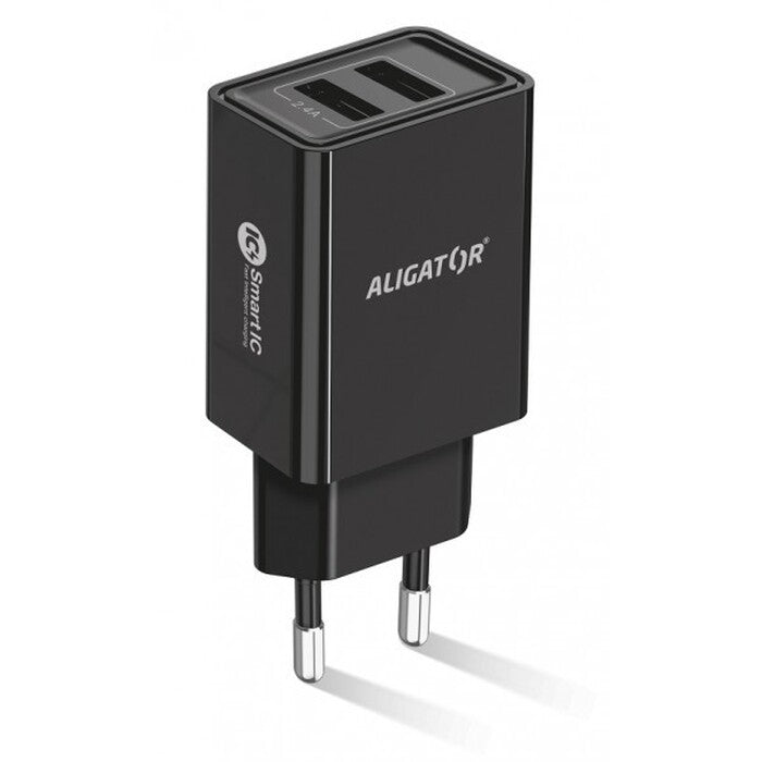 Chytrá nabíječka Aligator 2,4A, 2xUSB, micro USB, černá