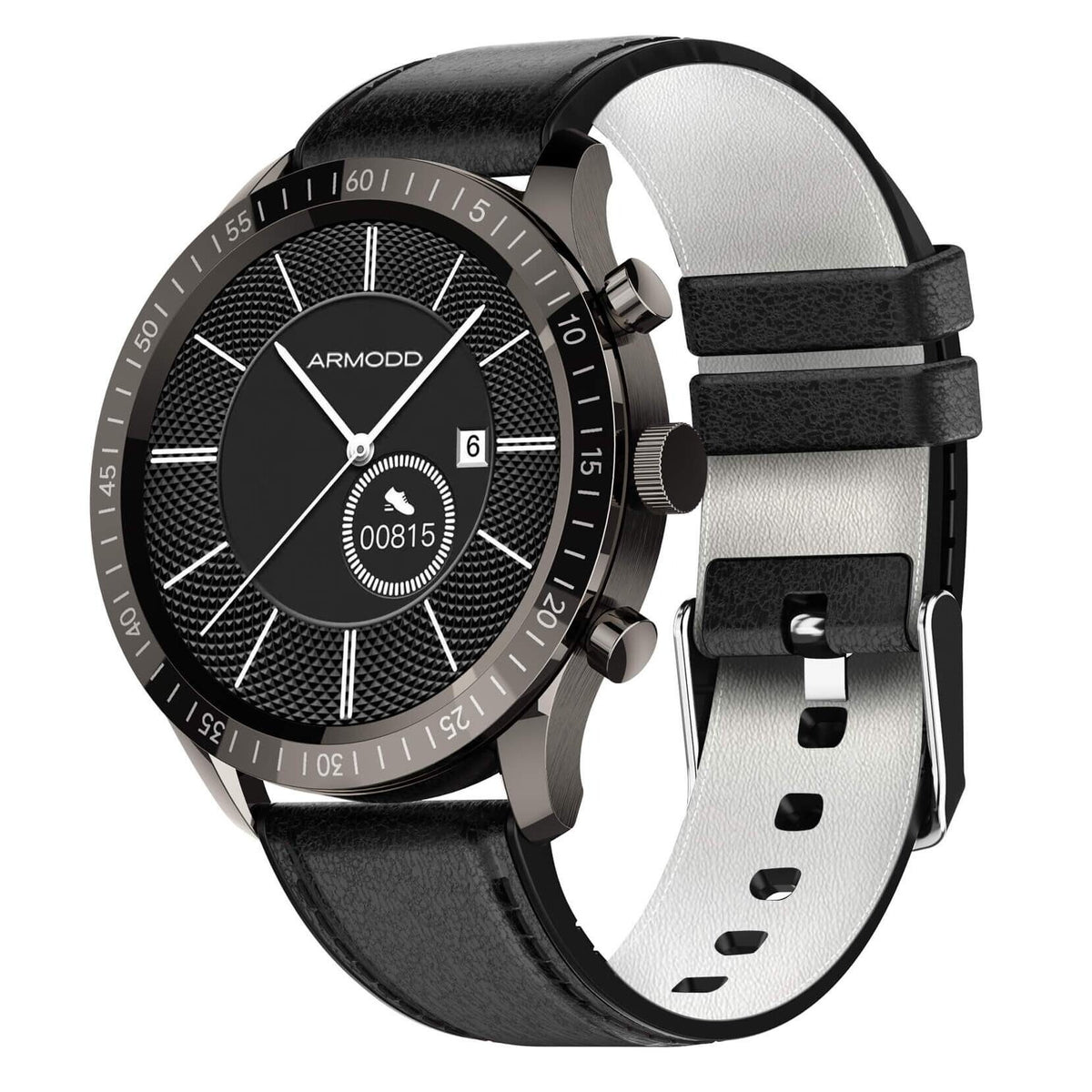 Chytré hodinky Armodd Silentwatch 4 Lite, kožený řem, černá