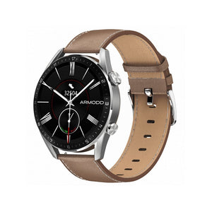 Chytré hodinky Armodd Silentwatch 5 Pro, kožený řemínek,stříbrná
