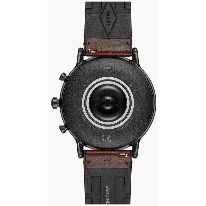 Chytré hodinky Fossil Carlyle, černá/hnědý kožený řemínek NEKOMPL