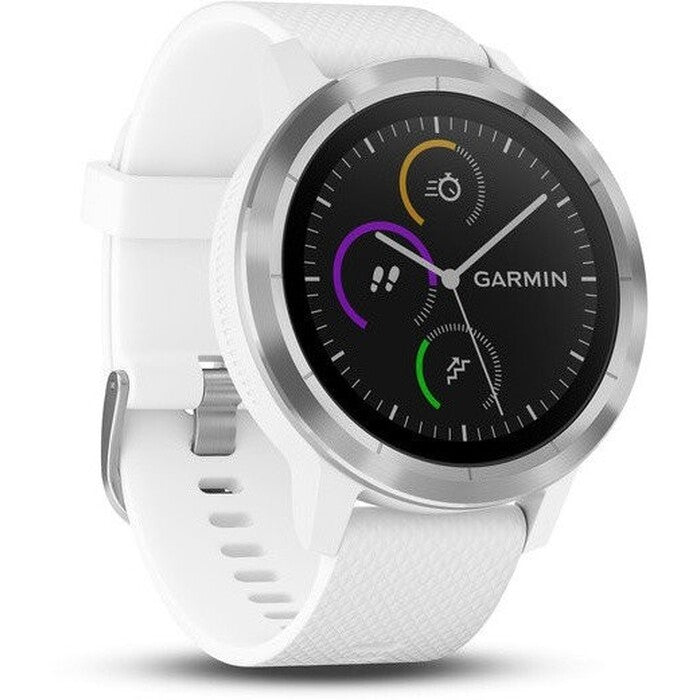 Chytré hodinky Garmin VivoActive 3 Optic Silver, bílý řemínek
