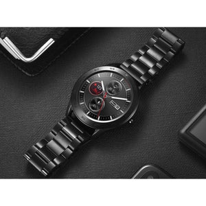 Chytré hodinky Immax SW14 Plus, kožený + kovový řemínek, černá