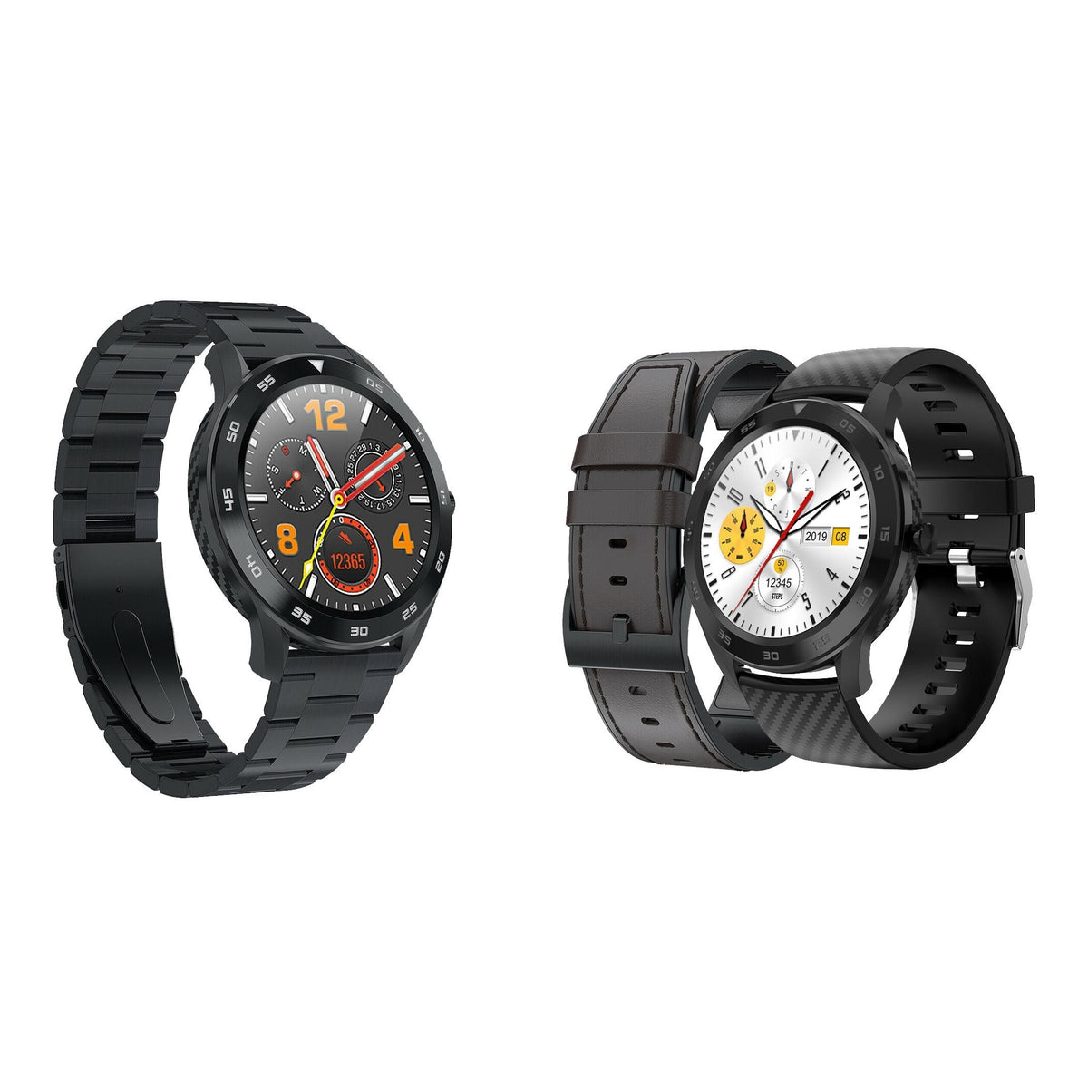 Chytré hodinky Immax SW14 Plus, kožený + kovový řemínek, černá