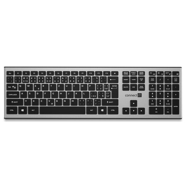 CONNECT IT Combo bezdrátová stříbrná klávesnice + myš, CZ + SK