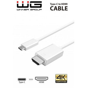 Datový kabel Winner USB-C/HDMI, 1,8m, bílá