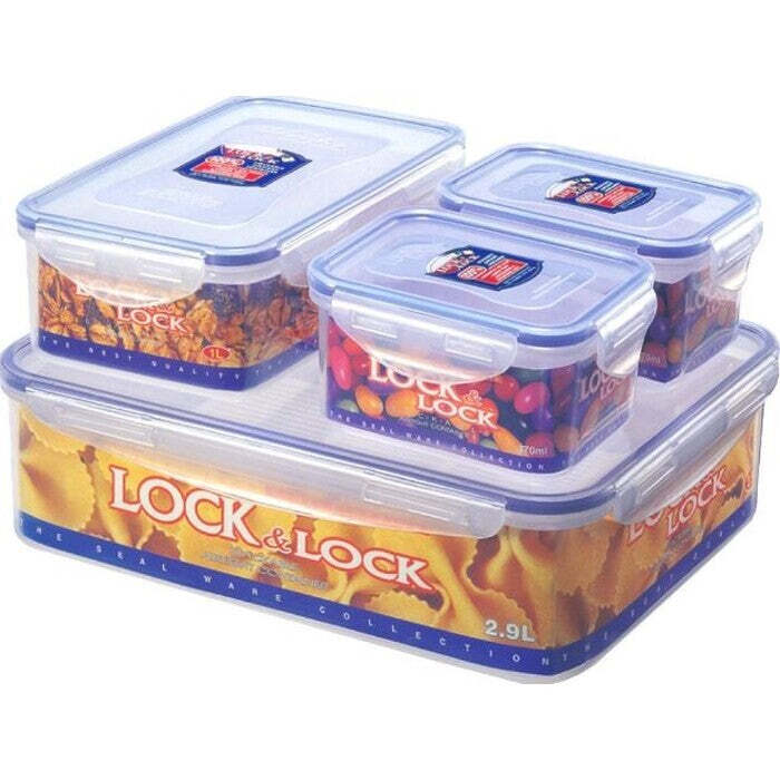 Dózy na potraviny Lock&amp;Lock HPL834SAN, 4 ks, 3,9l/1l/2x470ml