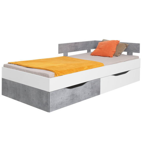 Levně Dřevěná postel Amasi 120x200, bez matrace, beton, bílá