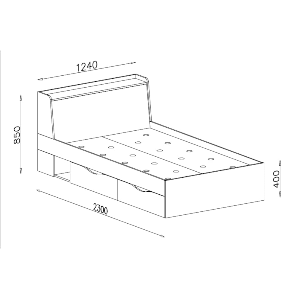 Dřevěná postel Eldani 120x200, dub, šedá