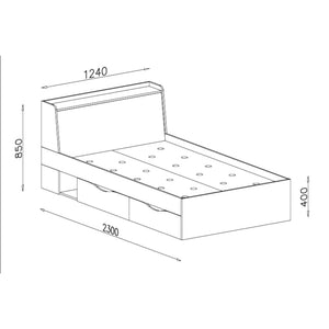Dřevěná postel Eldani 120x200, dub, šedá