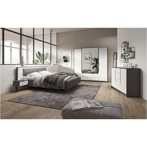 Dřevěná postel Klaudia 160x200, grafit, bílá
