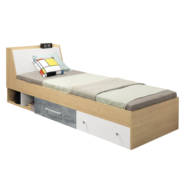 Levně Dřevěná postel Pete 90x200, úložný prostor, bez matrace