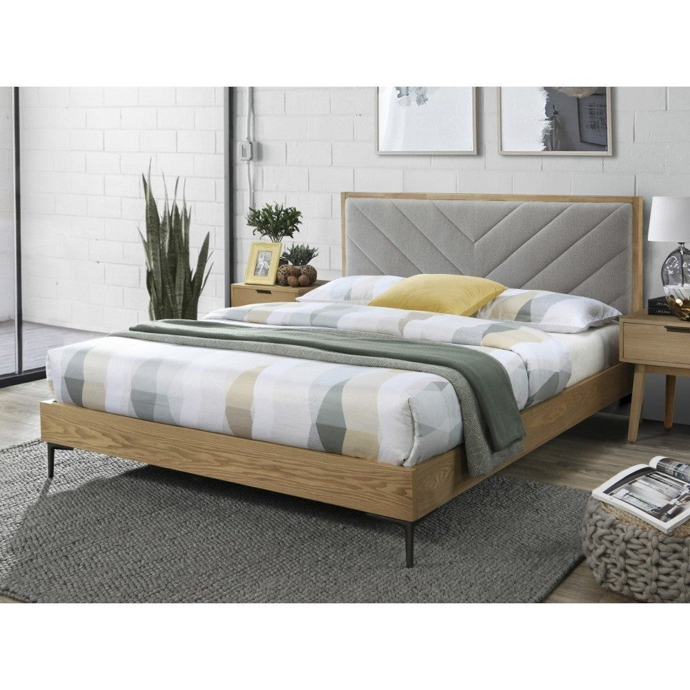 Dřevěná postel Sven 160x200, přírodní, šedá, včetně roštu