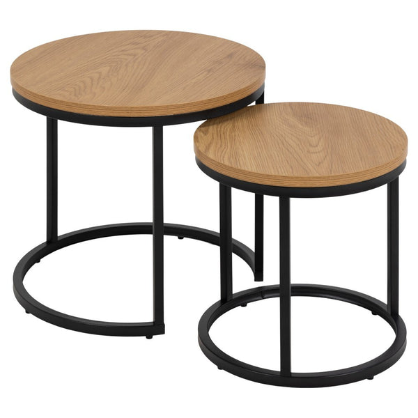 Levně Konferenční stolek Brenta - set 2 kusů (dub, černá)