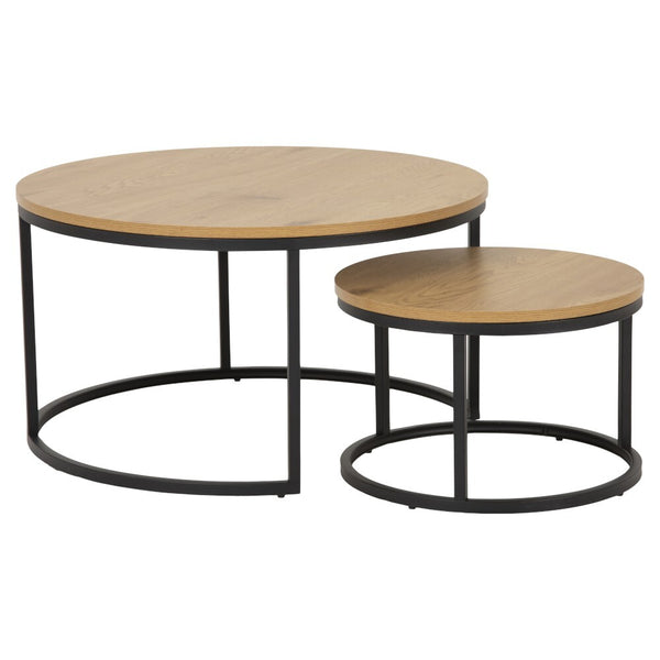Levně Konferenční stolek Ponaro - set 2 kusů (dub, černá)