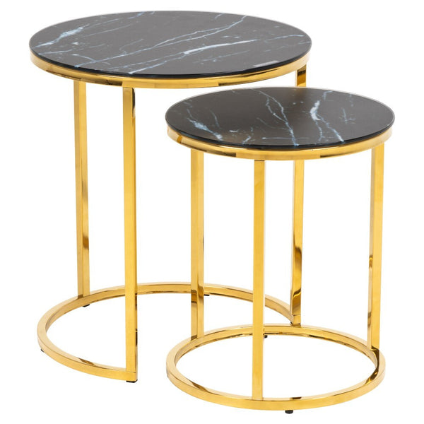 Levně Konferenční stolek Stenet - set 2 kusů (chrom, zlatá)