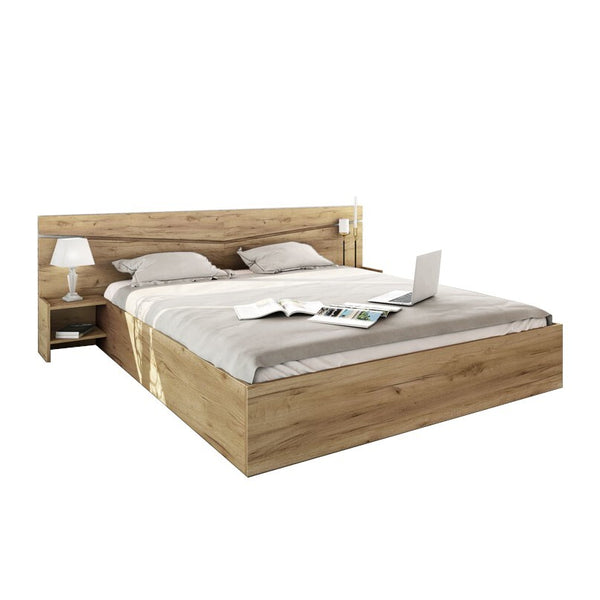 Levně Dřevěná postel Arkadia 160x200,2 noční stolky,dakota,bez matrace