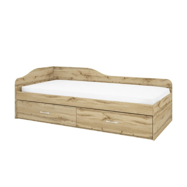 Levně Dřevěná postel Arkadia 90x200 cm, 2x zásuvka, dakota,bez matrace