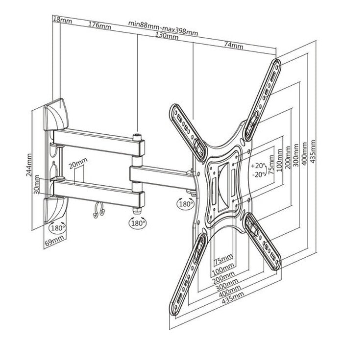 Držák TV AQ Vision OKDR44R, 23&quot;-55&quot;, 30kg, kloubový
