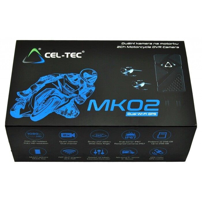 Duální kamera na motorku/do auta CEL-TEC MK02 Full HD, 140°