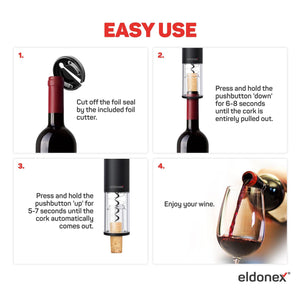 Elektrický otvírák na víno ELDONEX WineSpin, černý