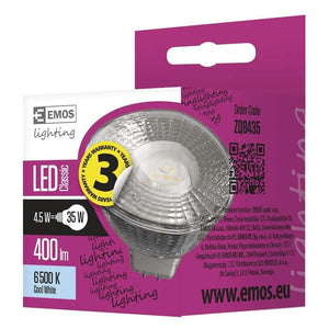 Emos LED žárovka Classic MR16 4,5W GU5,3 studená bílá