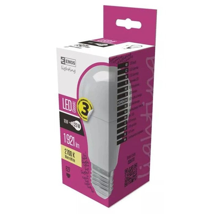 Emos ZQ5170 LED žárovka Classic A67 18W E27 teplá bílá