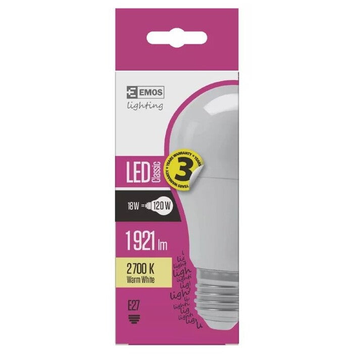 Emos ZQ5170 LED žárovka Classic A67 18W E27 teplá bílá