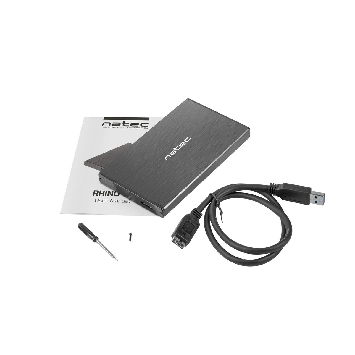 Externí box pro HDD 2,5&#39;&#39; USB 3.0 Natec Rhino Go, hliník, černý P