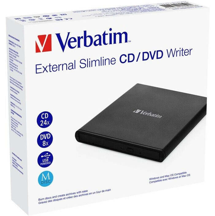 Externí CD/DVD mechanika Verbatim Slimline, 2.0 (53504) ROZBALENO