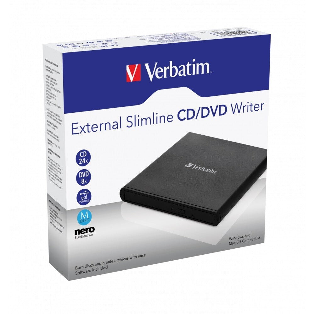 Externí CD/DVD mechanika Verbatim Slimline, 2.0 (98938)