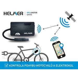 GPS lokátor Helmer LK 512 pro sledování motocyklů a elektrokol
