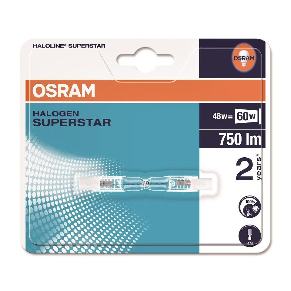 Halogenová žárovka Osram ECO, R7s, 48W, 75mm, teplá bílá