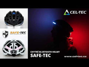 Chytrá helma SafeTec SK8, L, LED blinkry, bluetooth, bílá