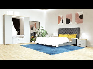Čalouněná postel Tegan 140x200, šedá, vč. matrace a topperu
