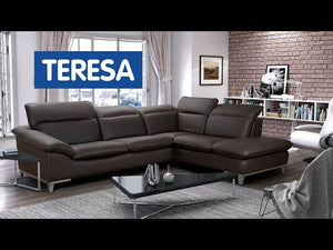 Kožená sedačka Teresa levý roh hnědá