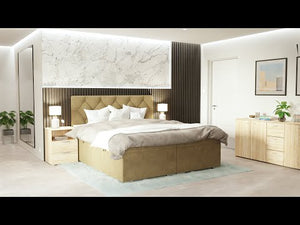 Čalouněná postel Johana 140x200, béžová, vč. matrace a topperu